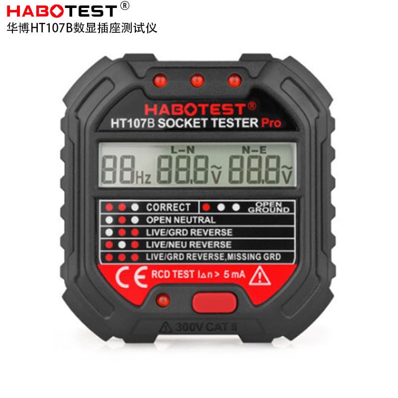 HABOTEST HT107B Socket Detector, Voltage Detector, Power Polarity Detector, Socket Tester