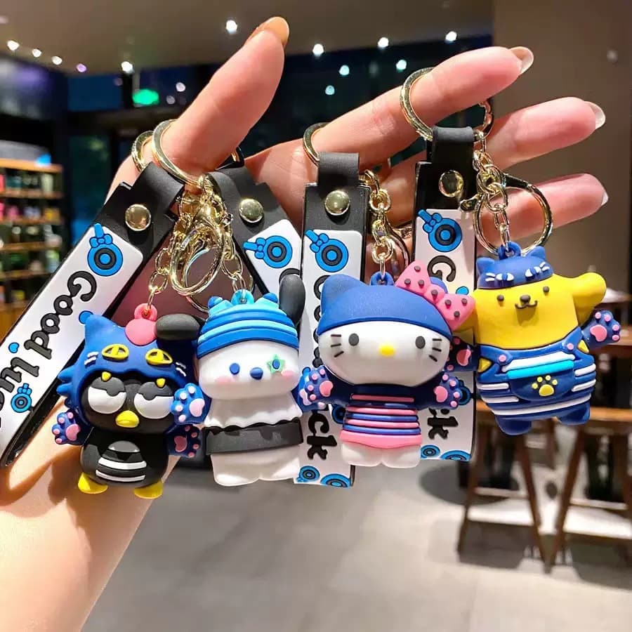Cartoon Sanrio Kuromi Keychain Figure Pendant Cute Bag Keychain Claw Machine Gift Wholesale