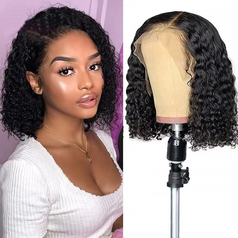 European and American wigs for women, middle-parted curly wigs, small curly short hair, high-temperature silk, chemical fiber wigs, full headgear, ready for sale