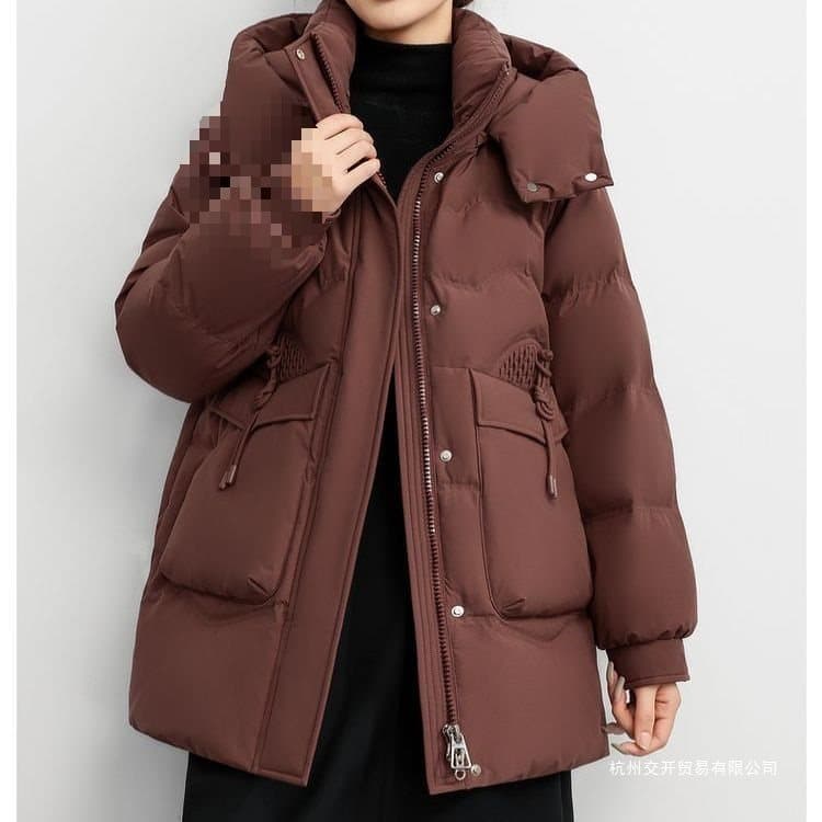 2025 New Style Down Cotton Coat for Women, Middle-Aged Mom Wear, Thickened with Large Pockets [Detachable Hood] Black