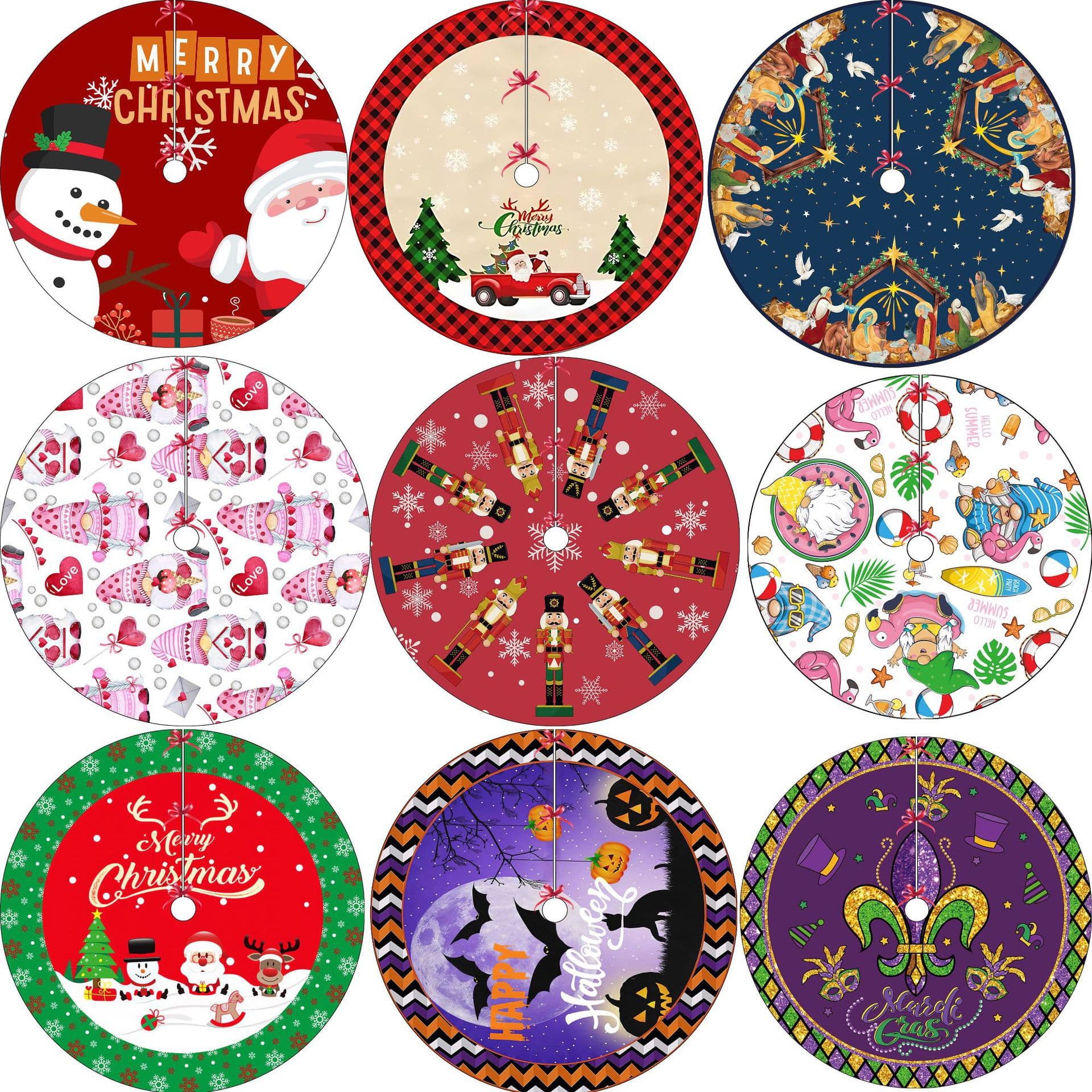 Customizable Cross-border Christmas Tree Skirt Wholesale, AliExpress Christmas Tree Decoration, Printed Ground Cover
