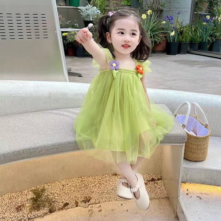 Girls Dress Summer 2026 New Flower Suspender Little Girl Fashionable Baby Children Summer Princess Dress