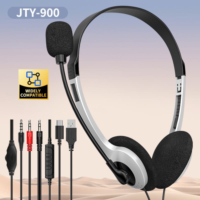Cross-border Hot Selling Wired Headset USB and Type-C for Computer Customer Service Children Learning with Microphone Call Center Headphones