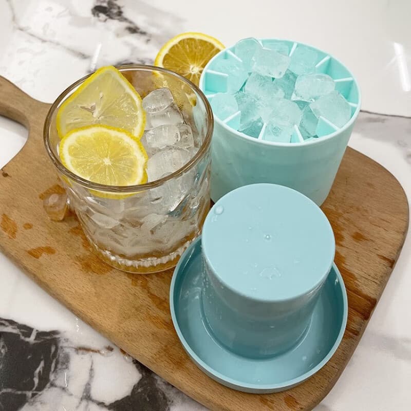 Silicone Squeeze Ice Cube Tray Cylinder Ice Making Cup Ice Bucket Mold Ice Cube Box Home DIY Crushed Ice Maker
