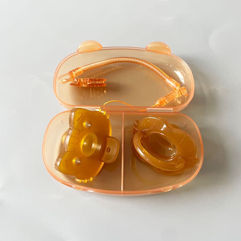 Wholesale baby silicone pacifiers, nano silver, ultra-soft, comforting mouthpieces, two-pack with anti-loss rope.
