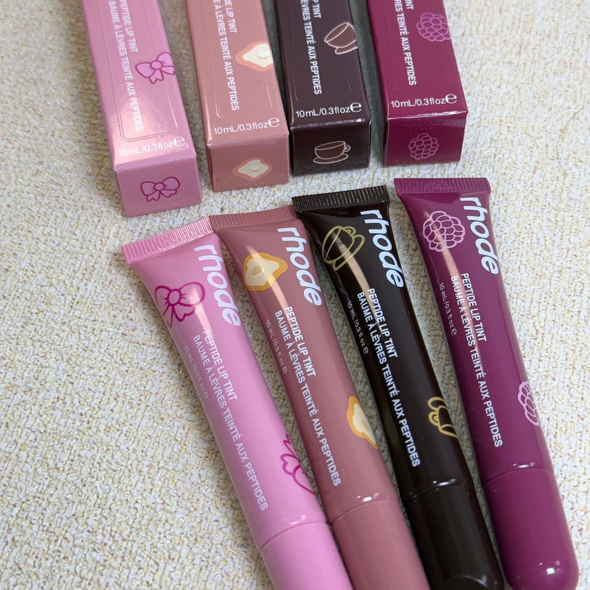 Rhode Hailey Birthday Limited Edition Tinted Lip Gloss Lip Lacquer Water Gloss Lip Plumping Moisturizing Raspberry/Espresso
