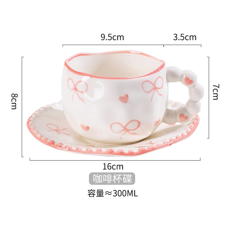 Creative Coffee Cup and Saucer Set High-Quality Hand-Pinched Ceramic Mug Hand-Painted Pastoral Afternoon Tea Cup