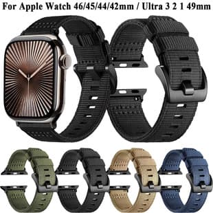 Compatible with Apple Watch 46/45/44/42mm/Ultra 3 2 49mm Tactical Canvas Woven Band