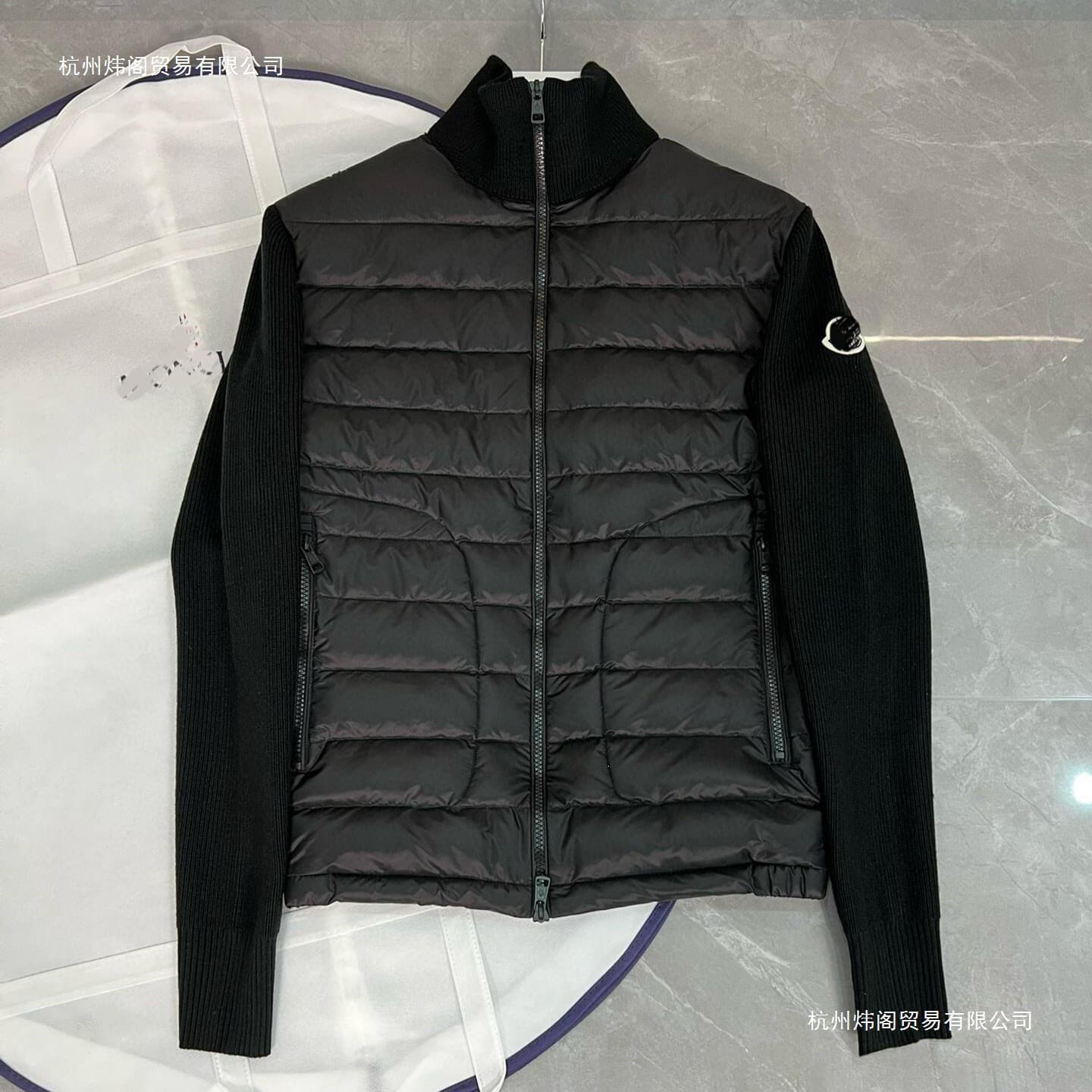 2026 European New Style Knitted Patchwork Down Jacket Men's Stand Collar Casual Fashion Warm Coat Wholesale