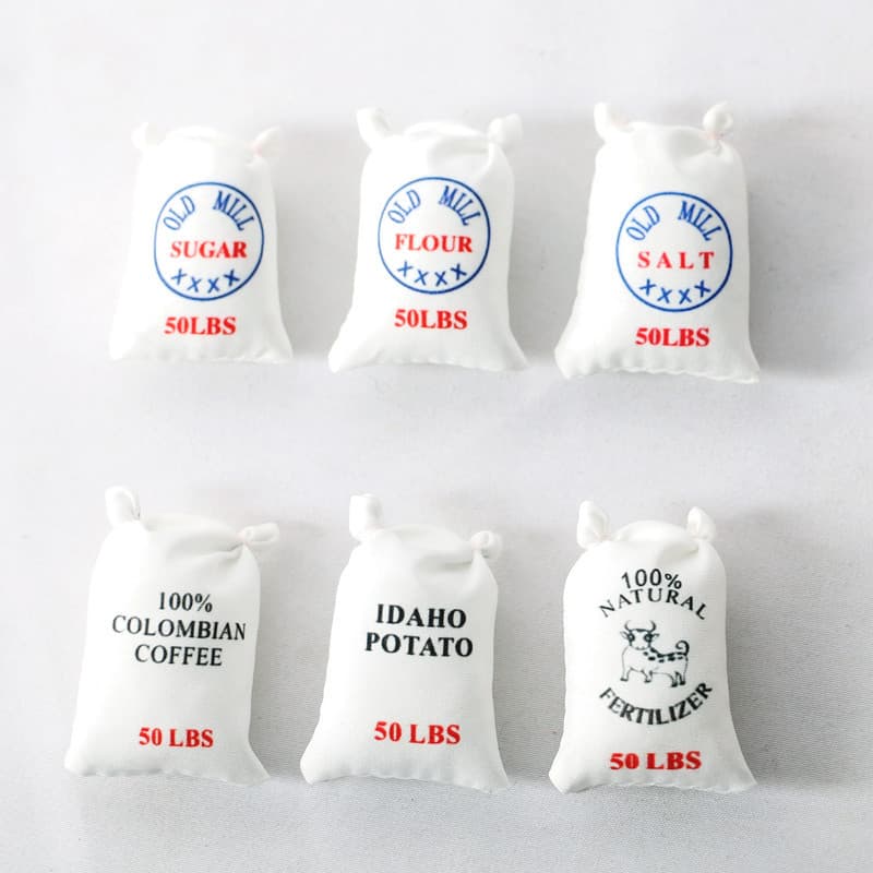 Dollhouse doll house miniature flour bag salt bag potato bag sugar bag food play scene mini kitchen model