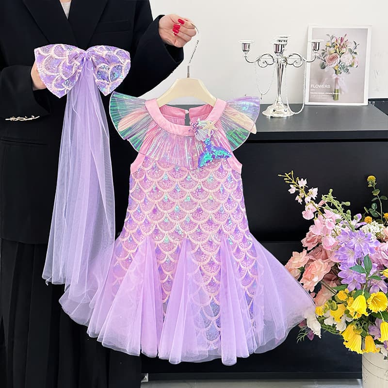 Children's Summer Mermaid Elsa Princess Skirt Girls Elsa Fishtail Skirt Girls Send Veil Mermaid Dress