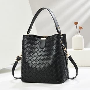 Cross-border Export Women's Bag 2025 New Large Capacity Woven Shoulder Crossbody Bag Niche Tote Bucket Bag