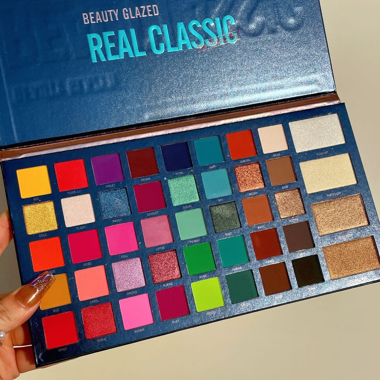 Beauty Glazed 44-Color Eyeshadow Palette with Colorful Highlighter and Blush, Stage & European-American Pearl Shimmer Eyeshadow Palette