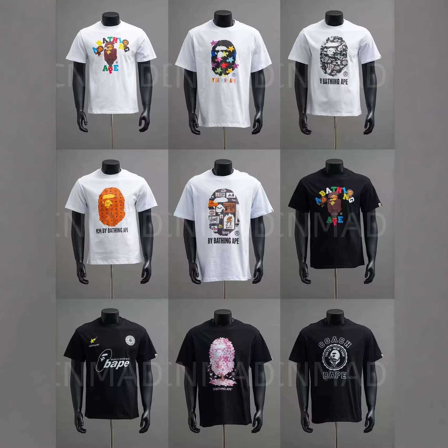 Overseas Wholesale Japanese Street Style Camouflage Shark Tiger Ape Color-Block Glow-in-the-Dark Short Sleeve Couple Loose T-Shirt