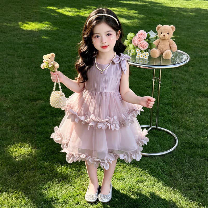 Girls' Summer Dress 2026 New Style Children's Fashionable Princess Dress Thin Sweet Elegant Dress
