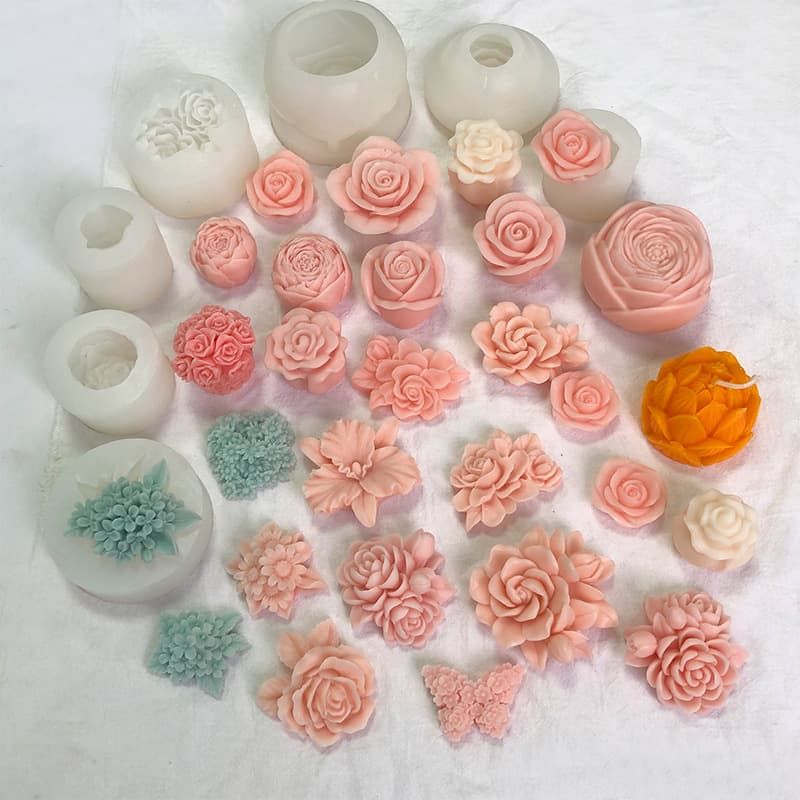 Rose Gardenia Aromatherapy Candle Silicone Mold DIY Flower Resin Plaster Ornament Blossom Candle Mold