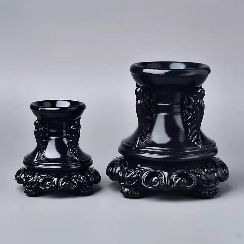 High-Grade Egg Carving Crystal Ball Base, Wooden Resin Craft, Decorative Reed Carved Base