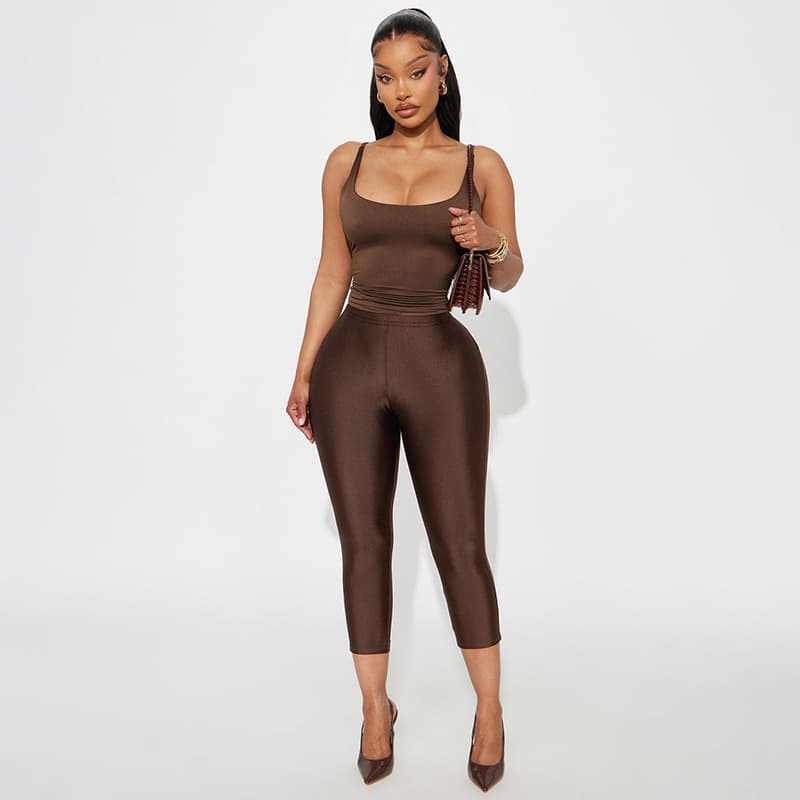 Amazon's spring hot-selling European and American glossy, silky, simple, sexy tight casual pants and leggings