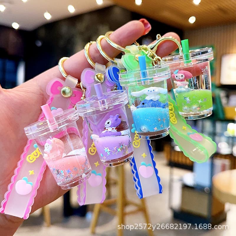 Cartoon Planet Luminous Keychain Acrylic Quicksand Factory Backpack Pendant Wholesale Small Gift Creative Luminous
