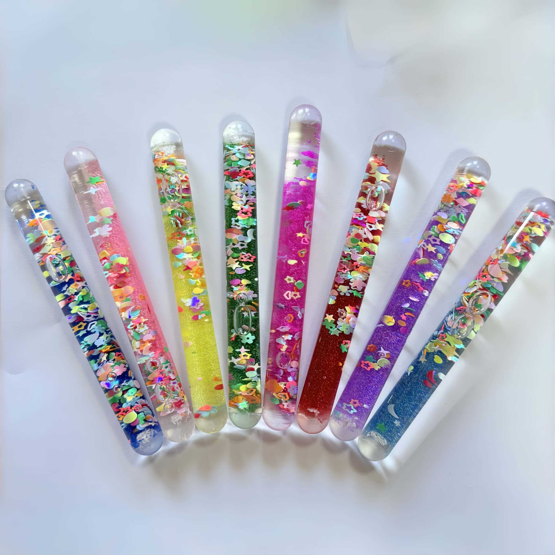 Cross-border liquid flash stick, short decompression rotating stick, short oil-filling quicksand stick, timer, stress relief artifact