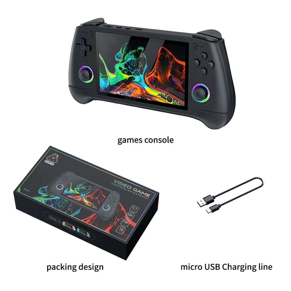 M31 cross-border new 5.1-inch handheld game console RGB lighting effect PSP simulator portable retro handheld console