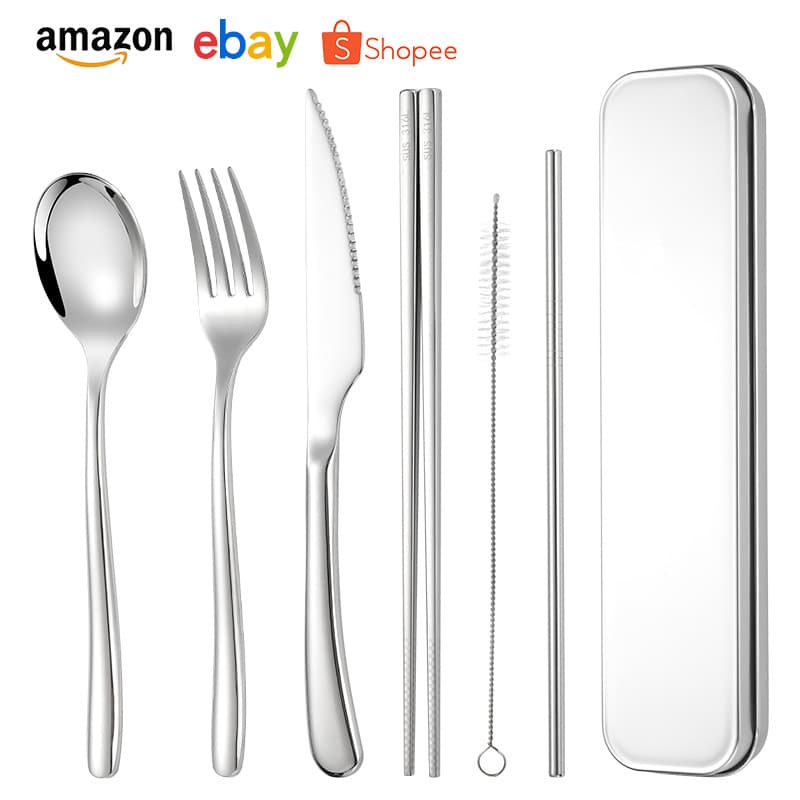 Cross-border 316 stainless steel moonlight western food tableware home restaurant steak knife, fork and spoon outdoor portable set