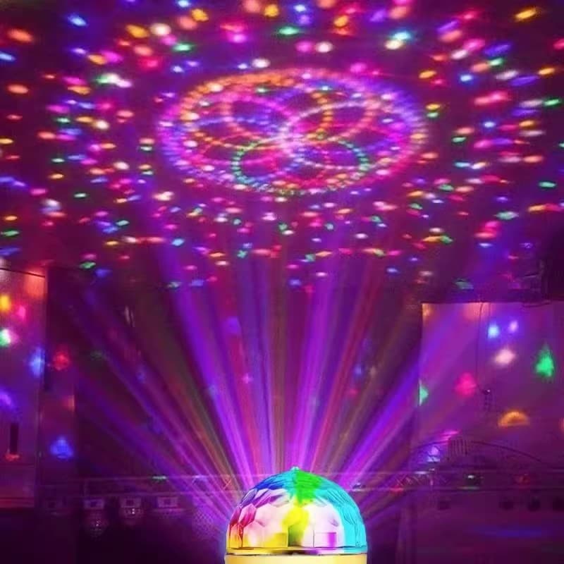 Colorful Rotating Magic Ball Lamp for KTV Atmosphere, Bar Stage LED Light with E27 Colorful Electroplated Magic Ball
