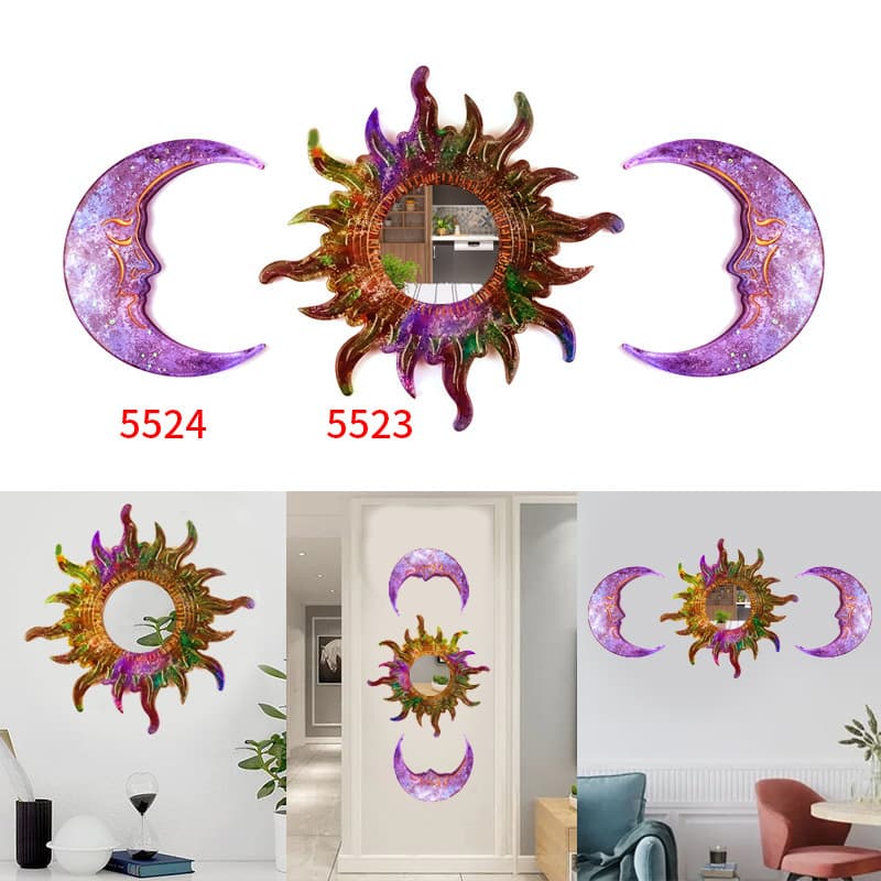 Sun god mirror mold diy glue mold moon wall decoration mirror hanging mirror silicone mold