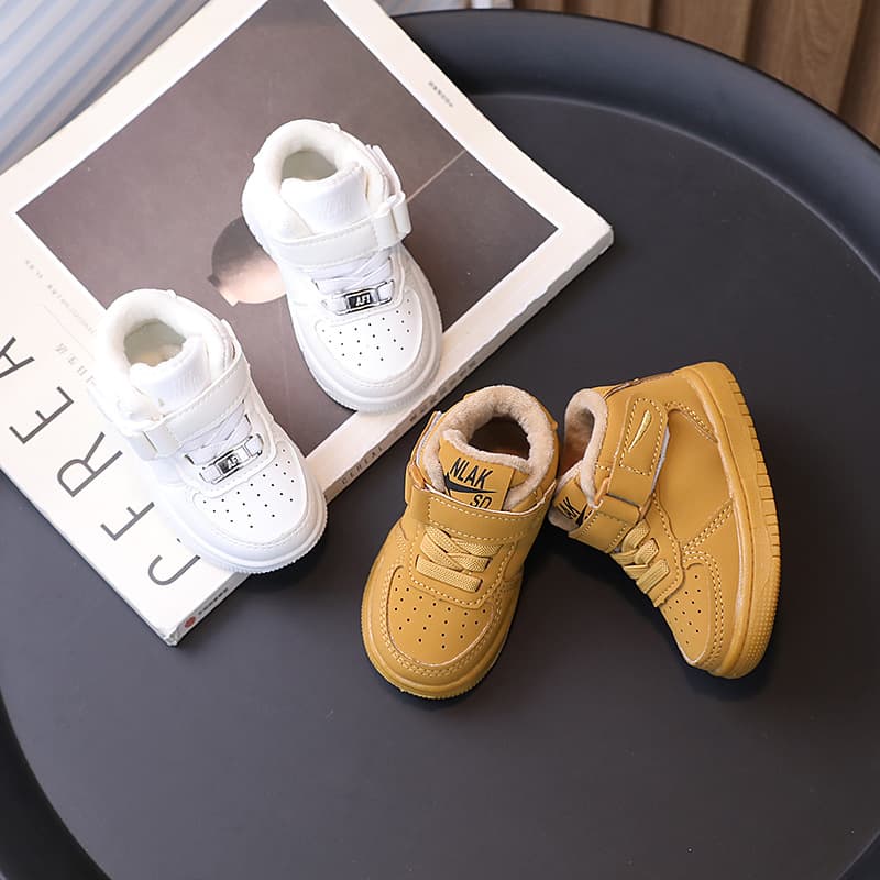 Warm Children's Sneakers Boys and Girls Casual Board Shoes 2023 Winter New Mid-Top Baby Cotton Shoes Toddler Shoes