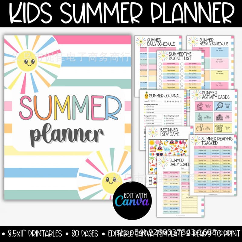 Ready in stock Summer Planner cross-border summer plan children's summer wish housework activity plan