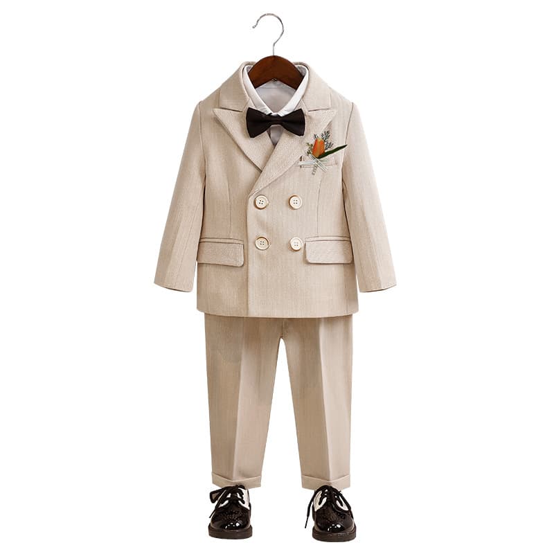 Children's Suit Set Autumn Stylish British Suit for Toddlers and Boys Birthday Flower Boy Performance Costume