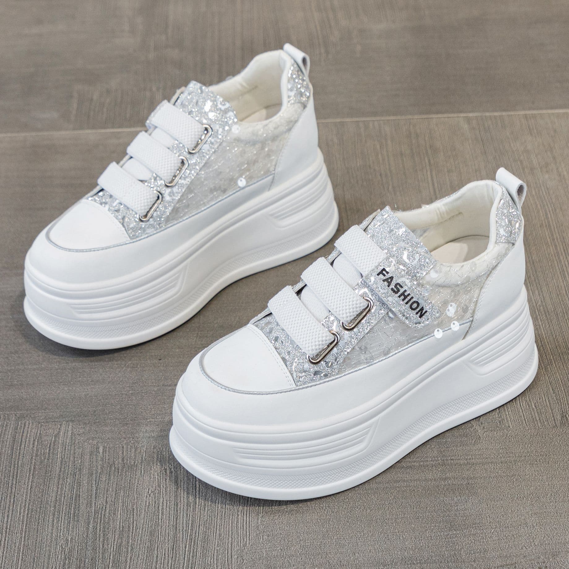 Niche White Sneakers for Women 2025 Summer New Style Height-Increasing Thick-Soled Women's Shoes Breathable Mesh Sports Casual Skate Shoes
