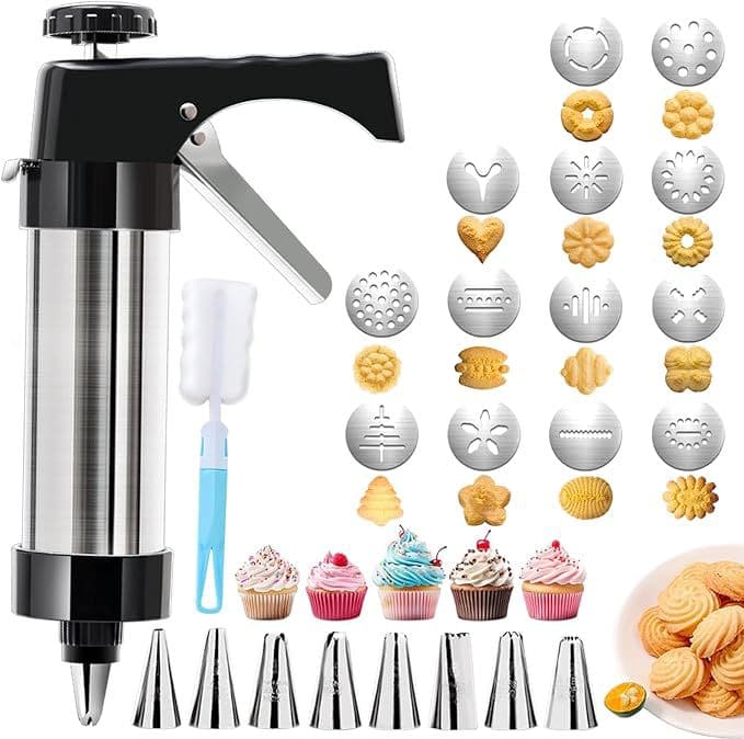 Stainless Steel Cookie Gun Set For Making Melting Bean Sandwich Cookies Baking Tools Various Sizes Piping Nozzles