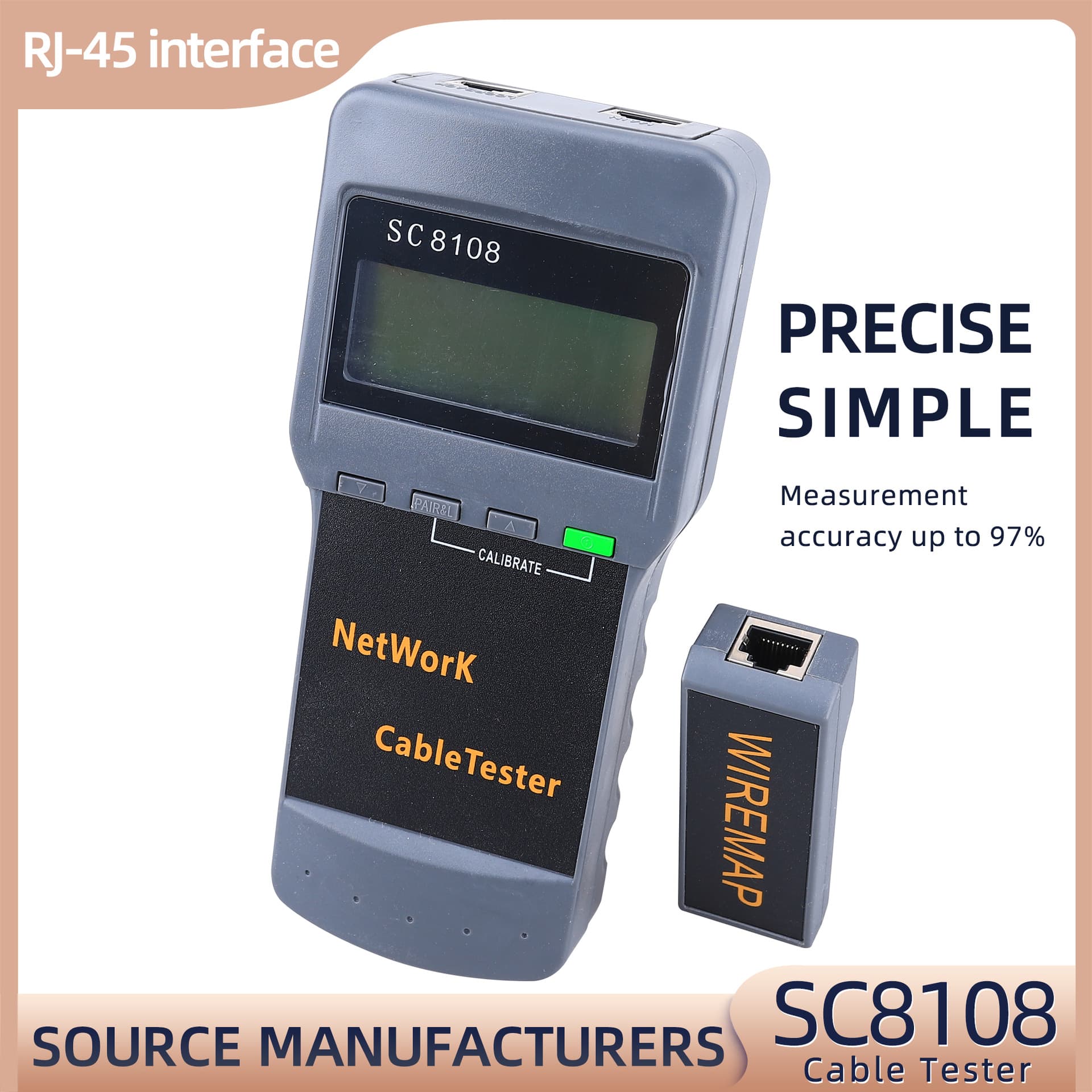Cross-border Trade SC8108 Network Cable Tester RJ45 Network Tester Wire Mapper Breakpoint Length Detection