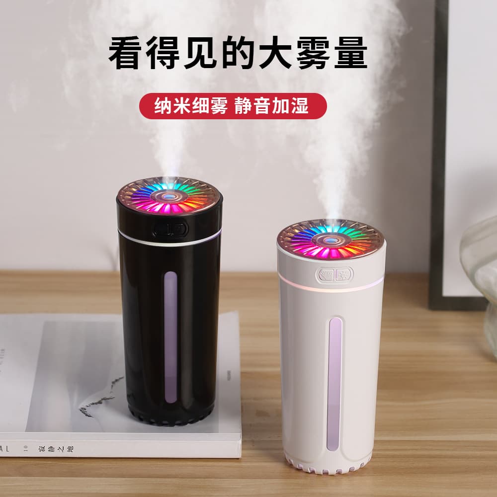 Car Humidifier Air Purifier Aroma Diffuser with Vehicle Ambient Light, Odor Eliminator Oxygen Bar Spray Cross-border