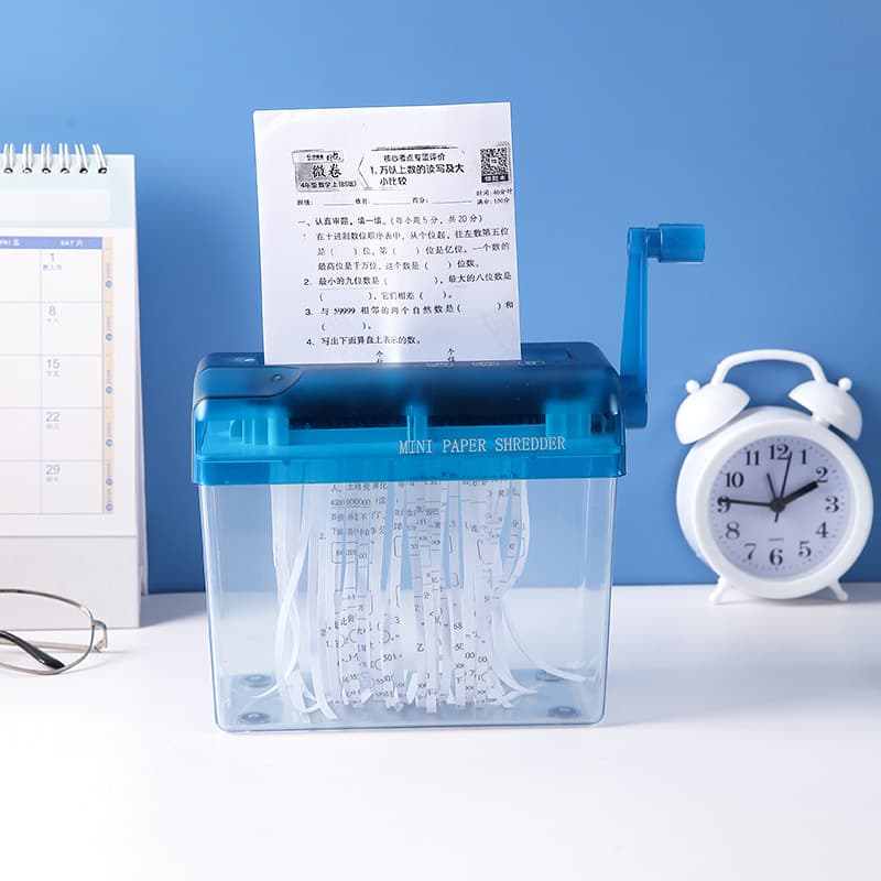 Desktop Manual Hand-Crank Paper Shredder for Home/Office, Strip-Cut Paper File Cutting Machine