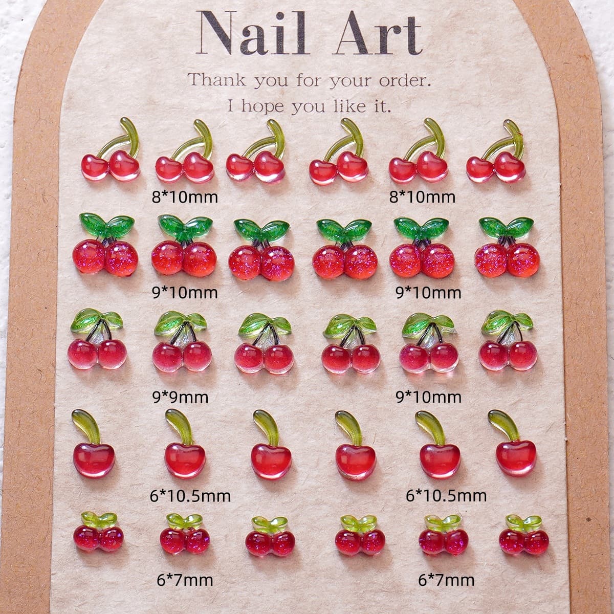 Summer New Cherry Cartoon Nail Art Accessories 3D Cherry Nail Charms Ice Transparent DIY Material Small Embellishments