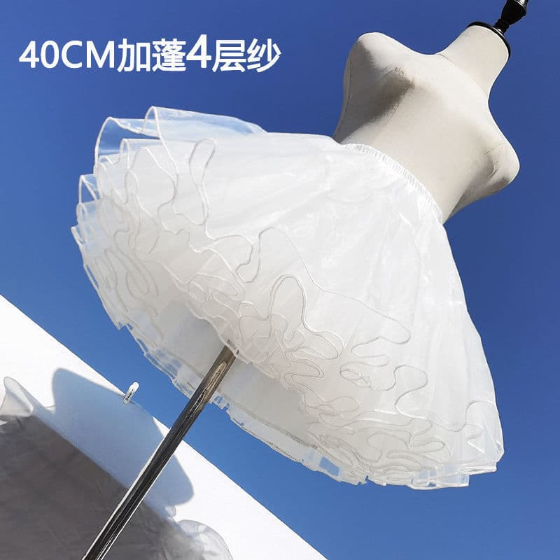 Four-layer extreme boneless soft tulle lolita crinoline daily underskirt, cotton candy Lolita cloud puff crinoline