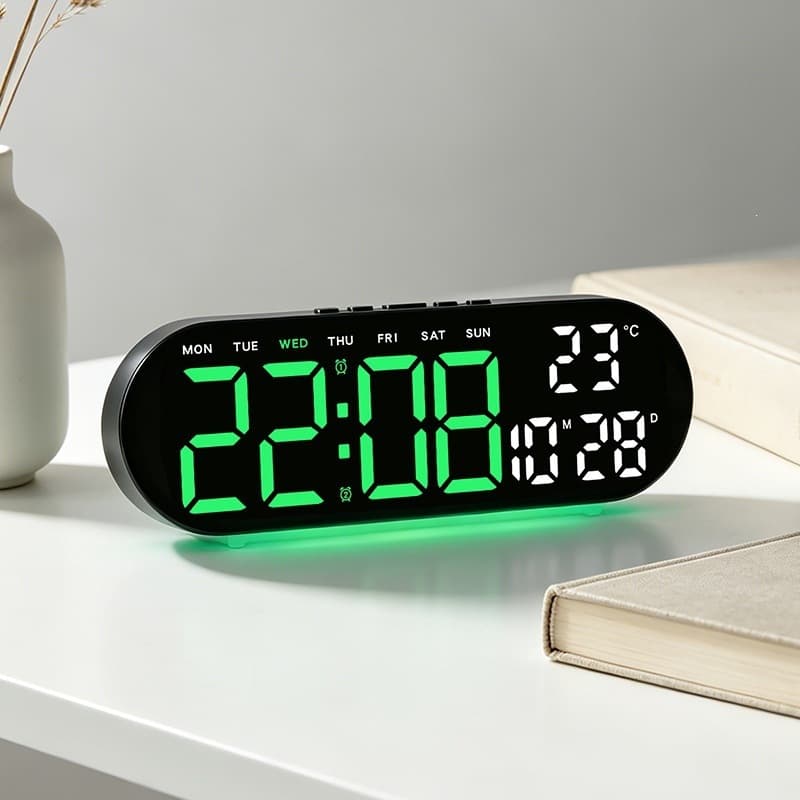 Cross-border Home Decoration Electronic Clock Multifunctional Hotel Desk Clock LED Atmosphere Light Alarm Clock Desk Clock GH8066 Plastic Decoration