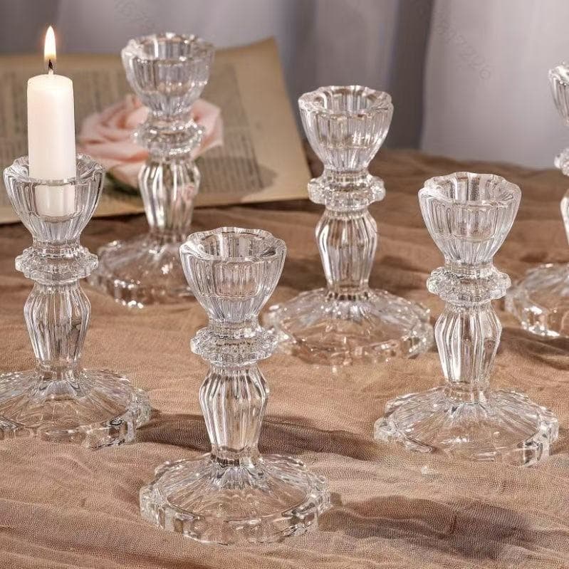 Cross-border Exclusive Vintage Crystal Candle Holder Glass Romantic Candlelight Dinner Wedding Photography Prop INS Decoration