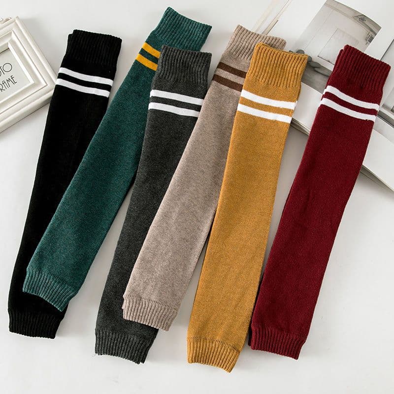 Women's Over-Knee Sock Sleeves for Autumn and Winter, Fleece-Lined and Thickened Leg Warmers, Korean Style Long Sock Sleeves with College Fashion