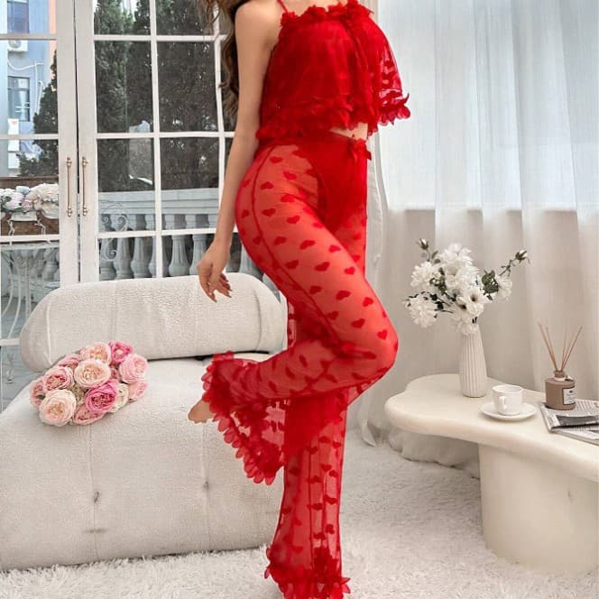 Cross-border sourcing for Europe and America foreign trade sexy sleepwear lace dress see-through lingerie home pajamas manufacturer