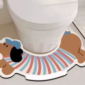 Bathroom Cartoon Dachshund Toilet U-Shaped Foot Mat, Bathroom Toilet Anti-Splash Urine Absorbent Quick-Dry Non-Slip Dirt-Resistant Mat