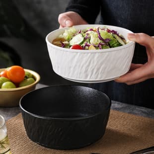 New Rock Grain Ceramic Bowl, High Appearance Household Rice Bowl, Japanese Salad Bowl, Under-glaze Color Soup Bowl, Instant Noodle Bowl