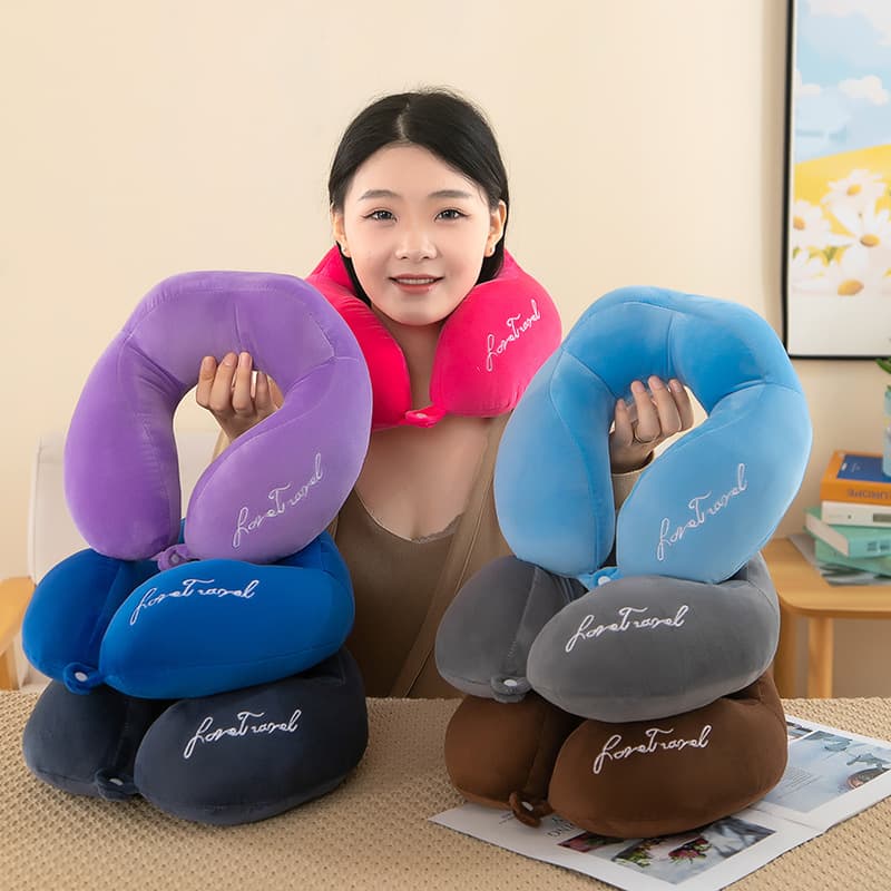Hump U-shaped Embroidered Neck Pillow, Office Nap Pillow, Portable Travel Neck Pillow with Logo Printing Option