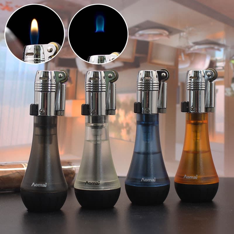 AM7103-1 Creative Fixed Flame Grinder Transparent Metal Lighter Novelty Lighter for Men and Women Wholesale