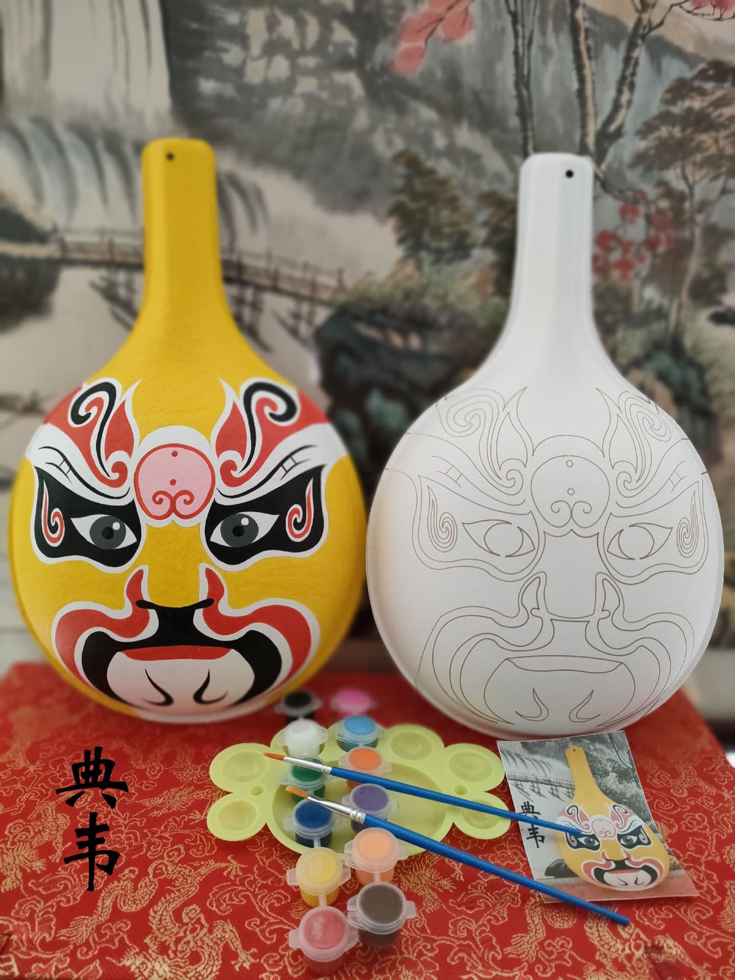 Large diy traditional culture handmade horse spoon society fire pattern facial makeup white blank intangible cultural and creative teaching materials
