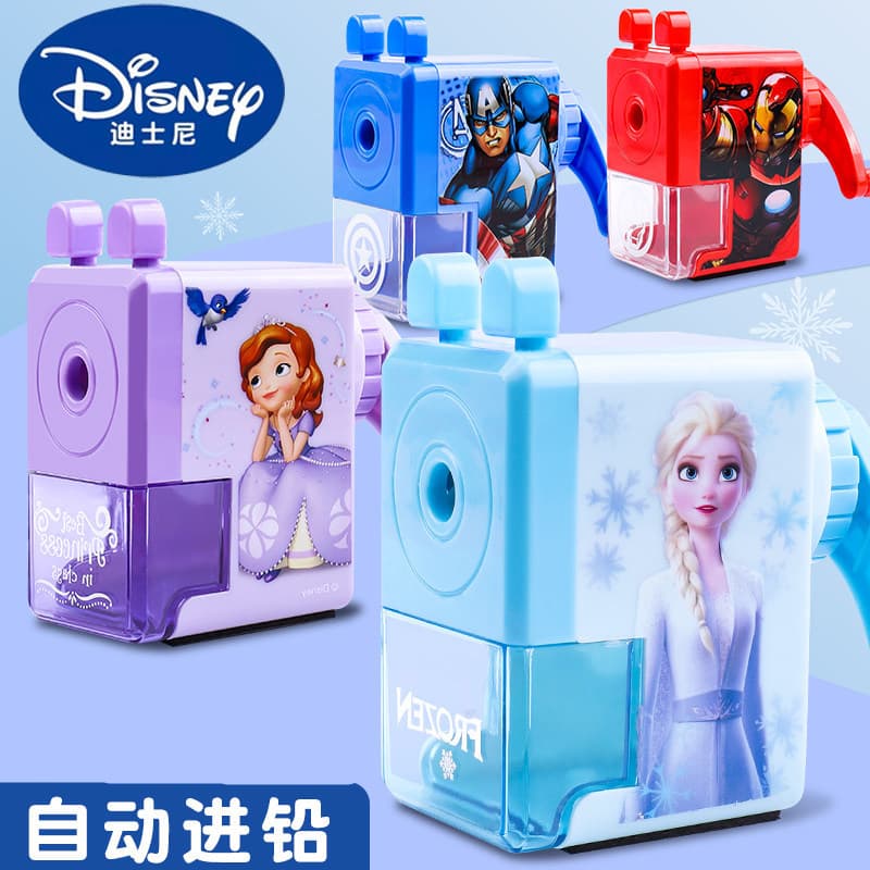 Spider-Man ice and snow pencil sharpener for primary school students Marvel ice and snow men and women pencil sharpener children's hand-operated pencil sharpener