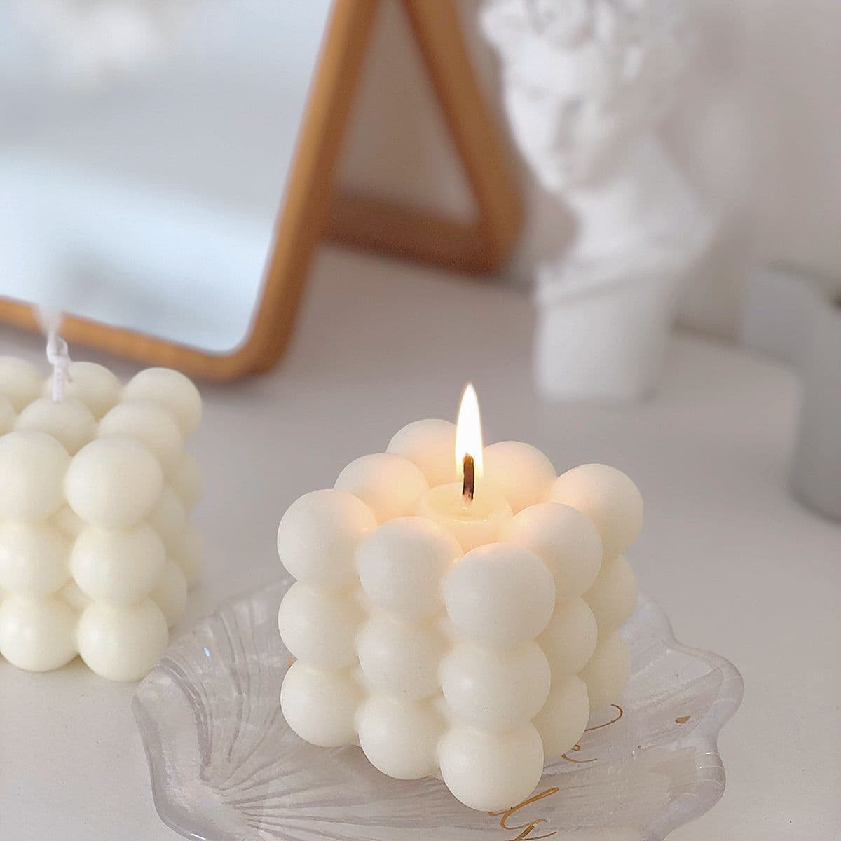 Ins Nordic Style Egg-Shaped Cube Scented Candle Decoration Photography Prop Room Decor Ambiance