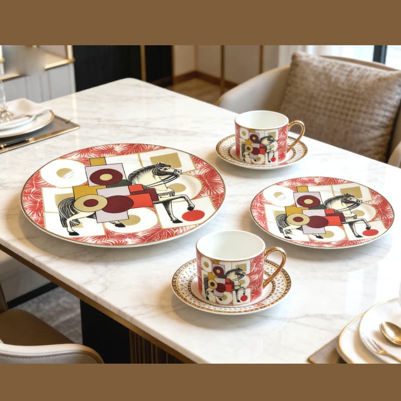 H Majia display plate coffee cup tea set dinner plate Western food plate display plate flat plate 8/10 inch plate housewarming bone china